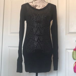 T Party black studs & crystals thermal dress. Sz L